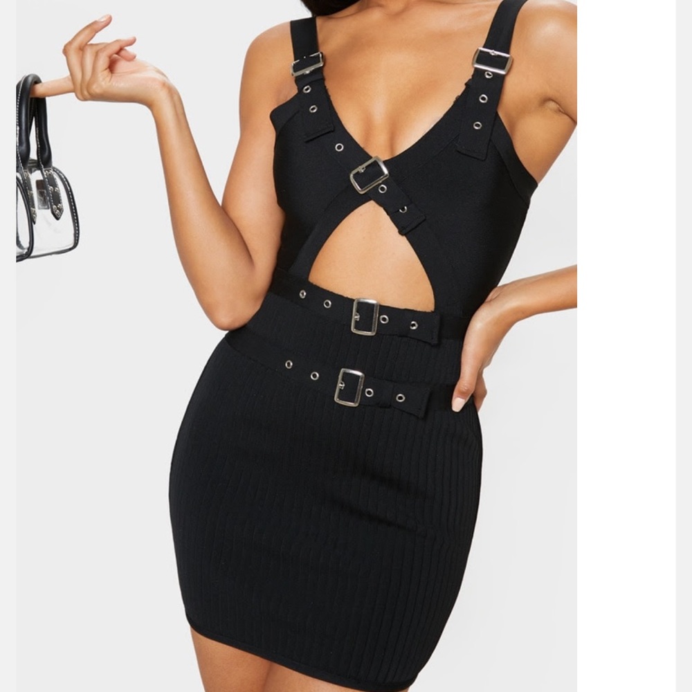 Black Bandage Buckle Dress
